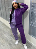 Contrast Color Hoody Sweatsuit with