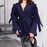 Autumn New Solid Color Big Collar Loose Collar Belt Short Suit