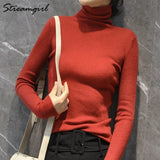 Women Winter Sweater 2020 Casual Solid Elsticity Pullover Knitted Woman Sweaters Black Turtleneck Sweater