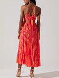 Women's V-Necked Dresses Dresses Printed Sleeveless Beach 100-Fold Fashion Sexy