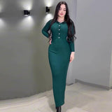 Summer New Women's Pure Color Collar Simple Long