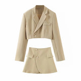 New Blogger Lapel Slimming Short Suit Jacket + High Waist Short Skirt Suit-Outfit