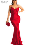 Sexy Satin Backless Long Maxi Dress Birthday Outfit for Women Party Evening Gown Elegant Prom Dresses