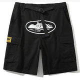 Street Hip-Hop Leisure Shorts High Street Loose Leisure Print Multi-Pocket Overalls Shorts Man-Outfit