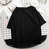 Basic Cotton T Shirt Women Summer New Oversized Solid Tees 7 Color Casual Loose Tshirt Korean O Neck Female