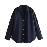 New Multi-Color Loose Casual Version Of Poplin Long-Sleeved Shirt-Outfit