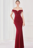 Fringe Tassels Off Shoulder Formal Mermaid Evening