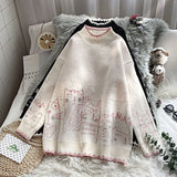 Women Sweaters Winter Thick Cartoon Knitted Jacquard Pullovers Female O Neck Long Sleve Preppy Style Sueter
