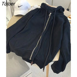 Thin Hoodies Women Korean Style Autumn Causal Purple Black Sweatshirt Hooded Long Sleeve Streetwear Trendy Popular