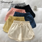 Summer Cotton Casual Shorts For Women Elastic Waist Loose Gray Short Pants Women High Waist Shorts Summer Hot