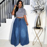 Women's Loose Jeans New Women's Street Casual Loose Waist Wide Leg