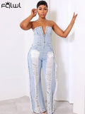 Summer Sexy Fashion Jumpsuit Club Outfit For Women 2023 Strapless Hollow Holes Sto Denim Jumpsuite Women