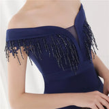 Fringe Tassels Off Shoulder Formal Mermaid Evening