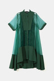 Hem High-Low Sheer Shirt Dress and Tank