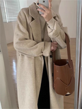 oversize long coat with lapel collar and