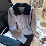Purple Sweater Is Worn By Gentle Breeze In Autumn And Winter. The New Style Design Feels Foreign Style And Fashionable Short Style Knitted Cardigan.-Outfit