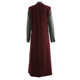 Autumn Colling Color Splicing Angola Red Striped Long Wind Coat Coat