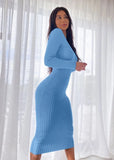 Knitting V-Neck Long Bodycon