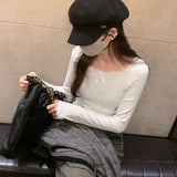 College Floral Lace Collar Long-Sleeved T-Shirt Women's Autumn And Winter New Style Slim And Age-Reducing Top With Bottom-Outfit