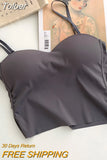Fashion Women Camis With Bra Pad Cute Crop Tops Spaghetti Backless Tank Tops For Women Ice Silk Fabric