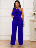 Single Shoulder Collar Sleeveless Jumpsuit Fashion Three-Dimensional Flower Jumpsuit