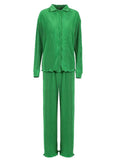 Spring 2022 Pleated Womens Pants Fashion Elastic High Waist Wide Leg Pants Female Casual Green Loose Baggy