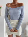 And Autumn New Word Collar Shoulder Repair With A Short Knitted