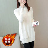 Knit Sweater Pullover Autumn Winter Clothes Korean Solid Long Sleeve Pull Warm Half Turtleneck Sweater Female Jumper