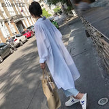 Women Chiffon All-match Korean Style Solid Trendy Summer High Quality Sunshade Womens Leisure Loose Blouses Lovely