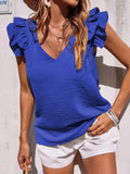 Spring And Summer Women's Casual V-Necked Leaf-Side Vest Shirt Summer Sleeveless