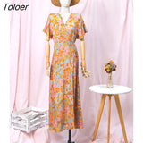 Vintage Floral Print Women Long dress Summer High Waist Wrap Sexy Dresses Hippie Holiday Ladies Beach Boho Dress