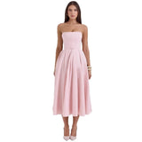 Women's Summer Wear High-Grade Fish Bone Thoracic Dress Pure Style Hot Girl Repair In The Back Of The Long