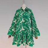 Casual Cut Out Dress For Women Bowknot Collar Long Sleeve Loose Mini Dresses Female Fashion Clothing Spring