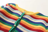 Rainbow Striped Round Neck Knitted Cardigan Short Sweater In Summer-Outfit