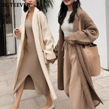 Stylish Chic Oversized Knitted Cardigans for Women V-neck Soft Warm Loose Female Sweater Cardigans Autumn Winter