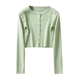 New Summer Thin Knitted Cardigan Women Spring Long Sleeve Basic Cropped Sweaters Female Casual Short Jumper
