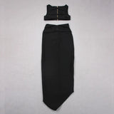 Summer 2-Color Fashion Hot Spicy Umbilled Set Sleeveless Short Top + Left Hip
