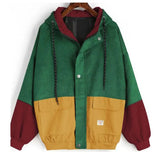 Loose Color Hooded Corduroy Overalls