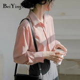 Womens Tops And Blouses Solid Color Pocket Chiffon Casual Office Ladies Blusas White Black Shirt Female Blouse