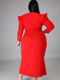 Plus Size V-Neck Wrap Hem Irregular Party