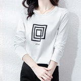 printing Women's silk shirts Spring Autumn Basic bottoming shirts Casual Tshirt Ladies o-neck Long Sleeve Tee