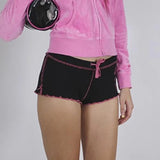 Low Rise Bottoms Korean Sexy Women Panties Aesthetic Kawaii Contrast Stitching Mini Shorts Bow Print Short Coquette-Outfit