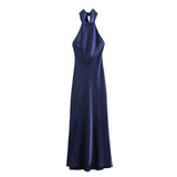 New Women's Fashion Hanging Neck Collar Silk Tatami Long