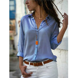 Elegant Long Sleeve Oversized Solid V-Neck Chiffon Blouse Summer Women Tops Female Office Shirts Casual