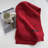 New Autumn Winter Plaid Weaving Scarf Korean Edition Solid Color Cold Proof Warm Neck Protection Knitted Wool Neck
