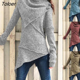 Basic Knitted Sweater Women Autumn Winter Turtleneck Knitted Sweater Pullover Lady Irregular Hem Slim women