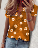 New Design Womens Tops And Blouses Streetwear Floral Print V-neck Short Sleeve Women Shirts Plus Size Office Blouse