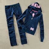 / Fall 2021 PINK Women's Brand Velvet Fabric Tracksuits Velour Suit Women Tracksuit Hoodies And Pants SIZE S - XL