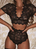 2 Pieces Lace Bra And Panty Set Women Sexy Crop Top Bodycon Intimates Lingerie Set Lace Brief Set Night