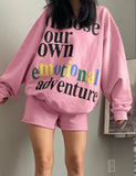Casual Print Oversize Sweater and Matching Shorts